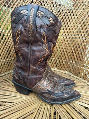 Crush by Durango brown leather pointed-toe western cowgirl boots 7.5